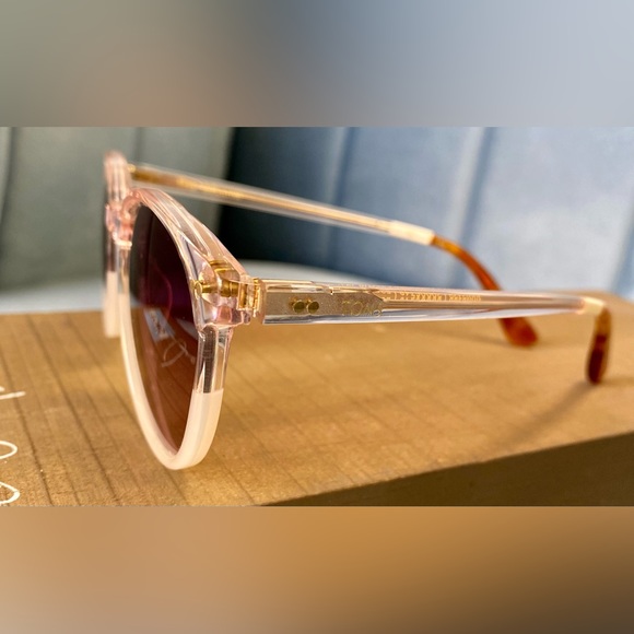 Brand New TOMS Milky Pink Crystal Fade BELLINI Sunglasses Violet Sun Lenses - Picture 6 of 8